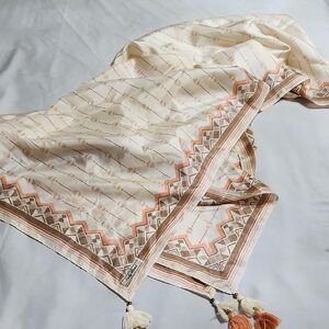 Lucky Brand Cream and Orange Scarf
